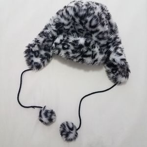 Women's Leopard Print Faux Fur Trapper Hat